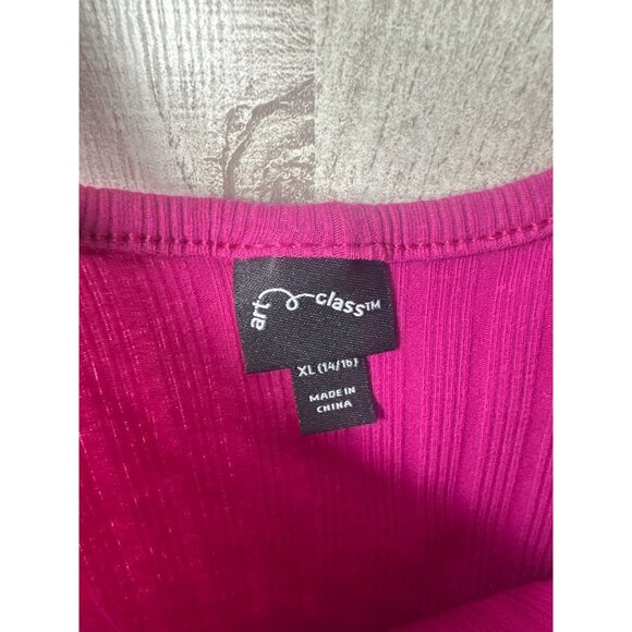 Art Class Girls Sleeveless Fuchsia Pink Ribbed Button Front Dress XL (14/16) - Picture 4 of 7